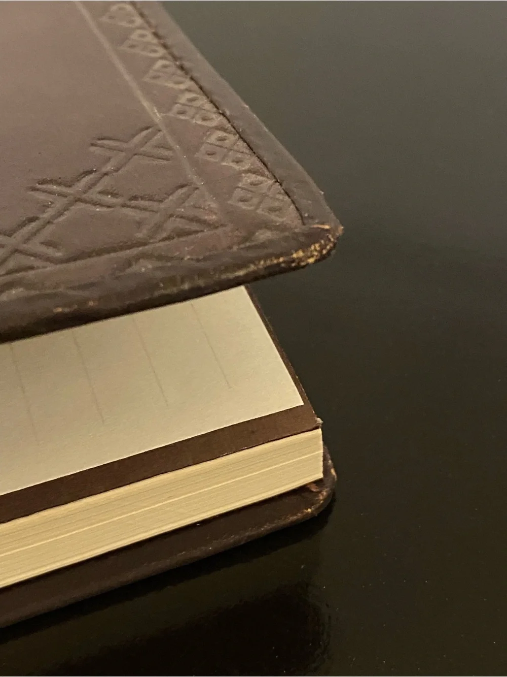 Embossed brown faux leather journal